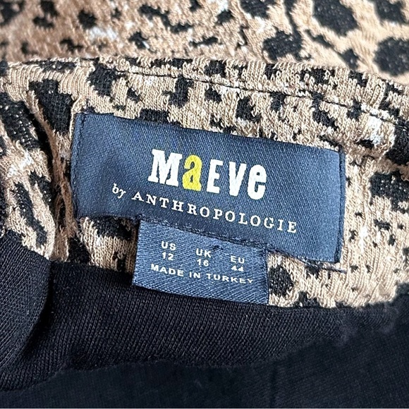 Maeve by Anthropologie Ruffle Leopard Cutout Back Flounce Dress Ruffle Brown 12 - Picture 12 of 13